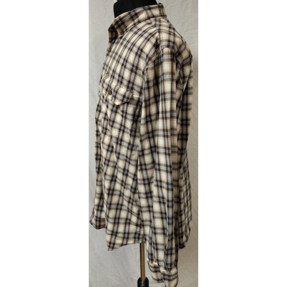 Carhartt Mens XL Beige Plaid Relaxed Fit Long Sleeve Button Down Outdoor Shirt - Picture 6 of 12